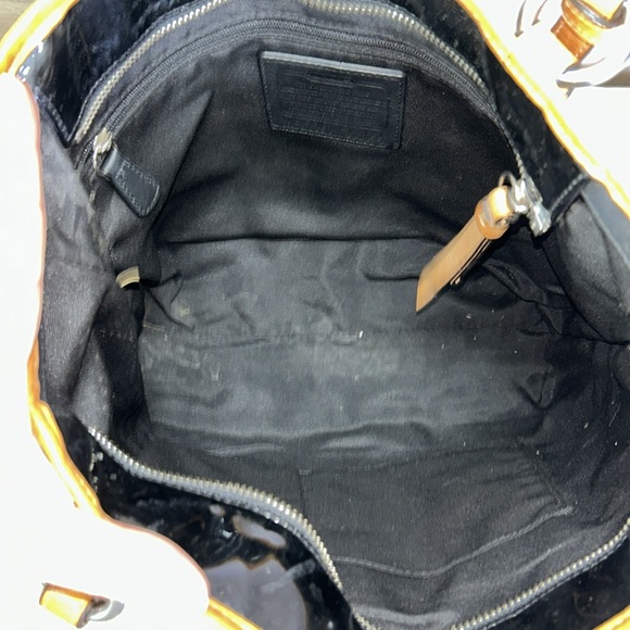 Coach Black and Tan Patent Leather Tote - Picture 14 of 15